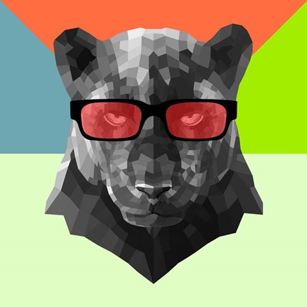Framed Party Panther in Red Glasses Print