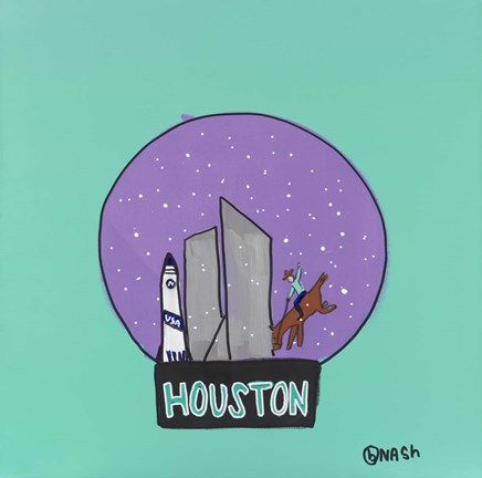 Framed Houston Snow Globe Print