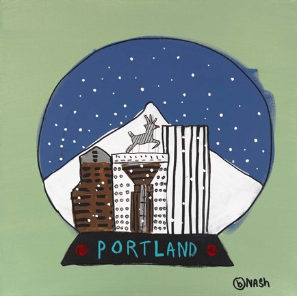 Framed Portland Snow Globe Print