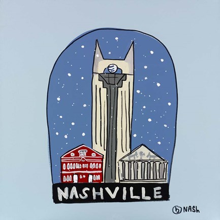 Framed Nashville Snow Globe Print