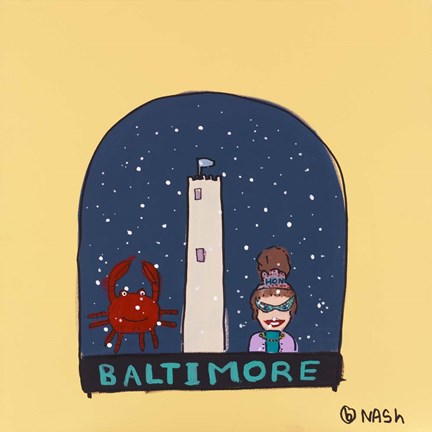 Framed Baltimore Snow Globe Print