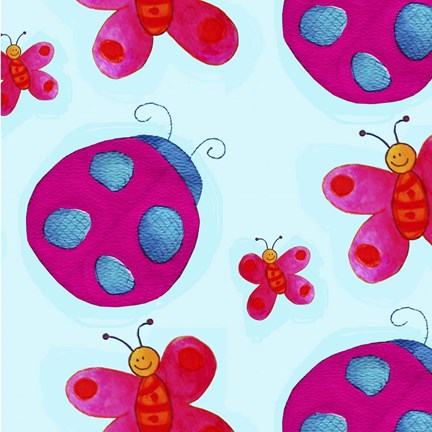 Framed Ladybugs and Butterflies Print