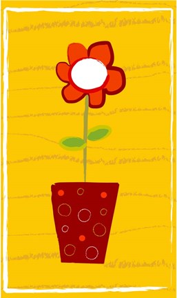 Framed Orange Flower in Orange Pot Print