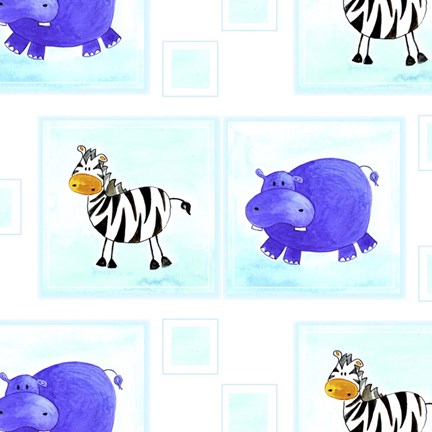 Framed Zebras and Hippos Print
