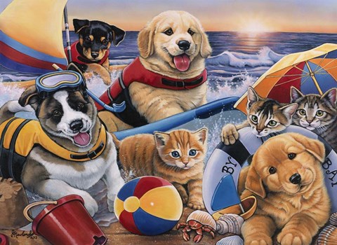 Framed Beach Buddies Print