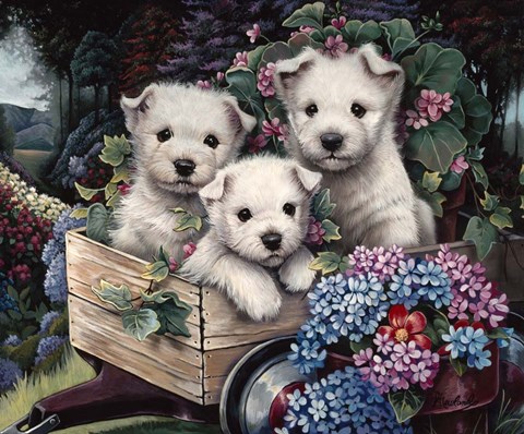 Framed Lovable Westies Print