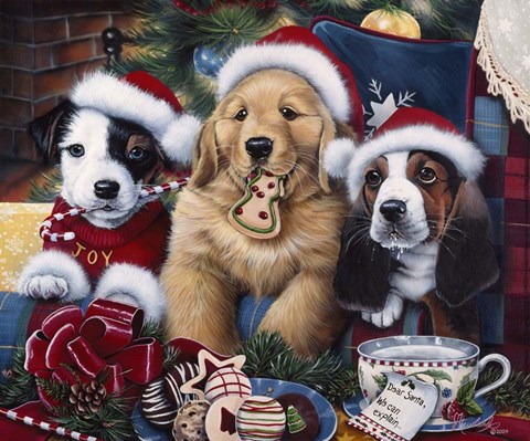 Framed Sawry Santa Paws Print