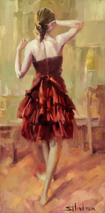 Framed Girl in A Copper Dress 3 Print