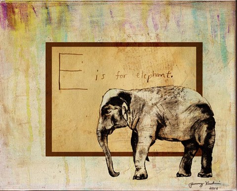 Framed E is For Elephant Print