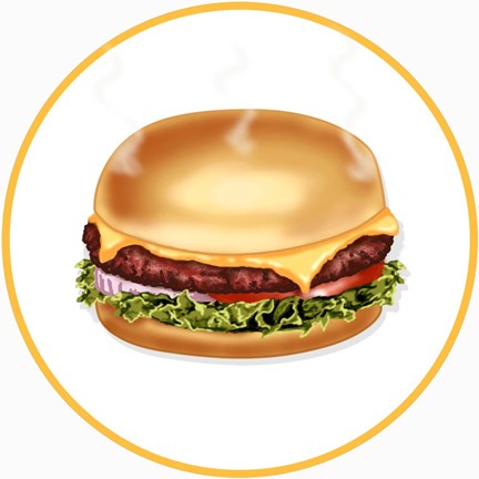 Framed Burger Round Print
