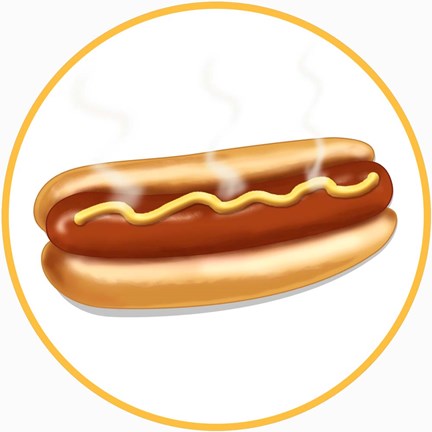 Framed Hot Dog Round Print