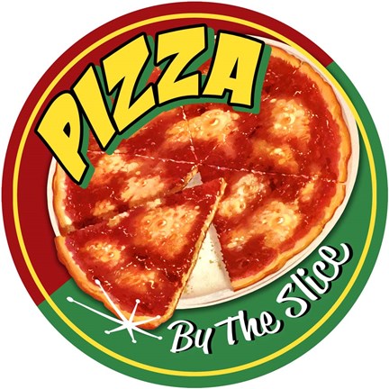 Framed Pizza By Slice Round Print
