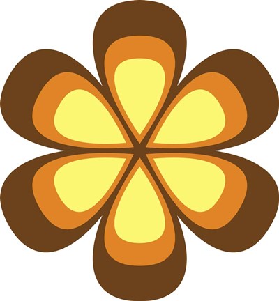 Framed Mod Flowers Cut out Brown Print