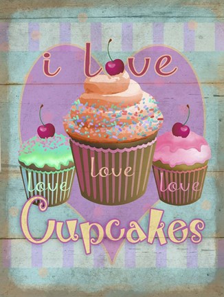 Framed I Love Cupcakes Print