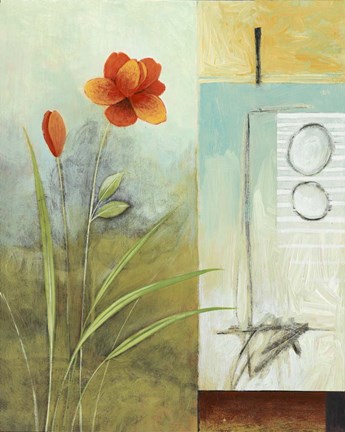 Framed Asian Floral Abstract I Print