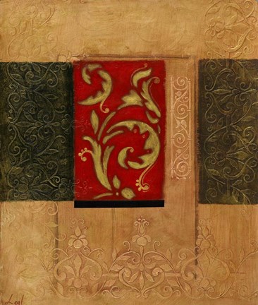 Framed Gold and Sage I Print