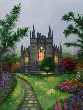 Framed Church Garden Print