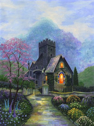 Framed Irish Church &amp; Garden Print