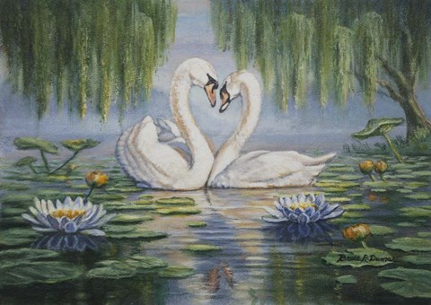 Framed Swan Love Print