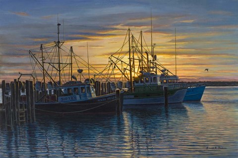 Framed Point Judith Harbor Sunset Print