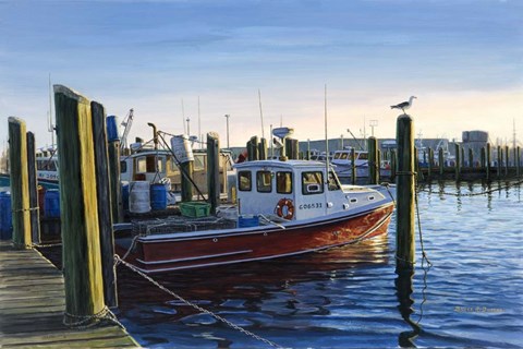 Framed Red Boat At Galilee Print