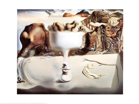 Framed Face And Fruit On A Beach Print