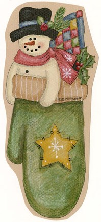 Framed Green Mitten Print