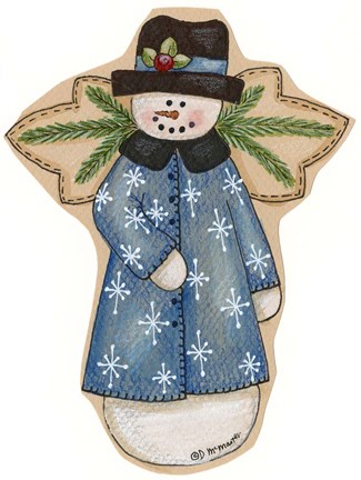 Framed Blue Snowflake Jacket Snowman Print
