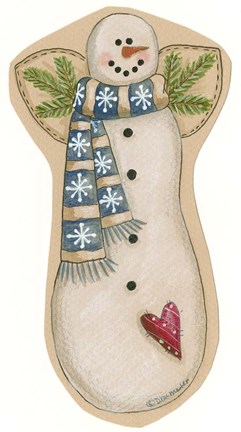 Framed Blue Scarf Snowman Print