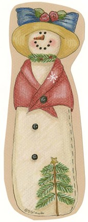 Framed Tree Snowwoman Print