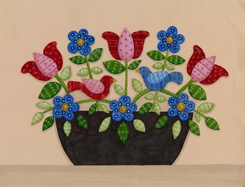 Framed Two Birds With Flowers Print