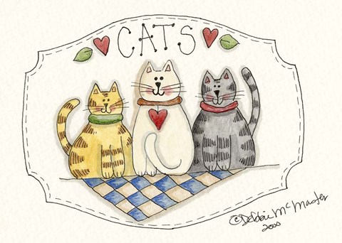 Framed Three Cats Print