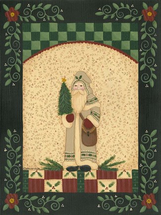 Framed Tan Antique Santa Print