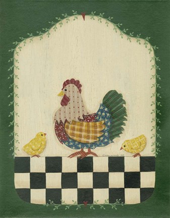 Framed Country Hen &amp; Chicks Print