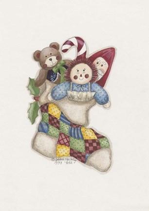 Framed Stocking With Toys Print