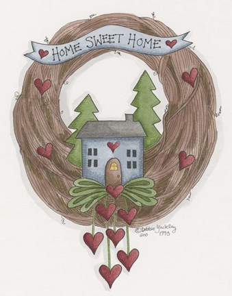 Framed Sweet Home Wreath Print