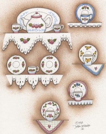 Framed Teapot And Cups Print