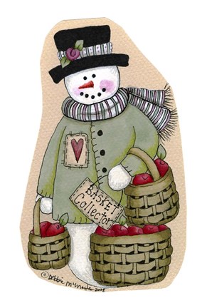Framed Basket Collector Snowman Print