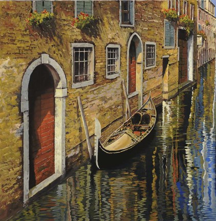 Framed La Gondola Sul Canale Print
