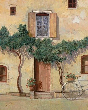 Framed Mezza Bicicletta Sul Muro Print