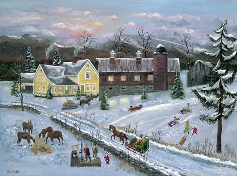 Framed Farm at Dusk Print