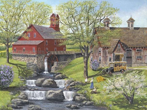 Framed Picnic at the Mill Print