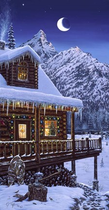 Framed Mountain Home Christmas Print