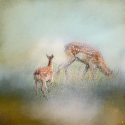Framed Running To Papa Deer Print