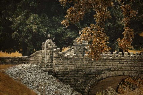 Framed Stone Bridge In Autumn Print