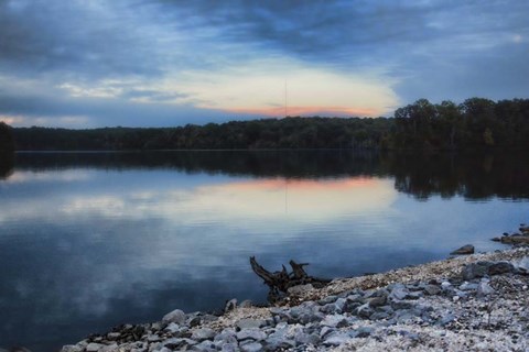 Framed Sunset At Lake Graham 2 Print