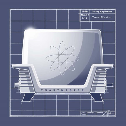 Framed Galaxy Toaster - Blueprint Print
