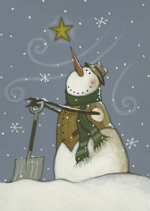 Framed Snowman at Rest Print