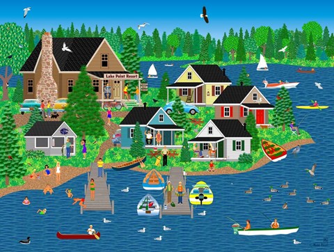 Framed Lake Point Resort Print