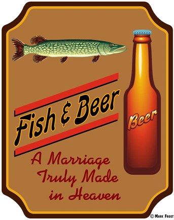 Framed Fish &amp; Beer Print